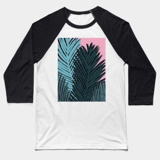 Palm Leaves on Pink Baseball T-Shirt